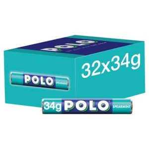 Polo Spearmint Mints – Full Box of 32 x 34g Rolls – Fresh Breath Sweets - Picture 1 of 2