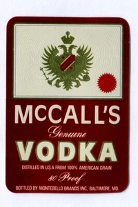 Mc CALL’S VODKA. Montebello Brands, Baltimore, MD. USA LABEL - Picture 1 of 1
