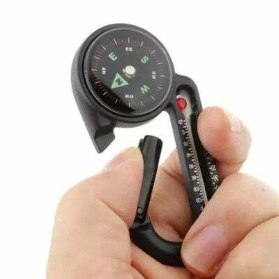 Compass Carabiner Thermometer 3in1 Outdoor Hiking Bushcraft Survival KeyRing MU - Image 1 of 4