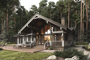 LUXURY PREFABRICATED LOG CABIN HOME KIT 3476 ft² / 323m² - DISCOUNT CARD 3% off - Picture 1 of 22