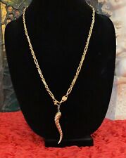 14k Yellow Italy Gold Figarope Chain Necklace 27” 23.7 grams Plus HORN 3.2 grams