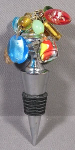 Art Glass Wine Stopper Motion Multicolor Abstract Beads 4.5" Ultra Clean - Picture 1 of 3