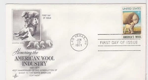 TurtlesTradingPost- Wool Industry- Sheep #1423 FDC 1971-  Artcraft Cachet - Picture 1 of 1