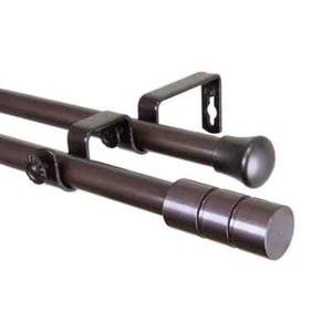 28 in. - 48 in. Cocoa Telescoping Double Curtain Rod Kit with Theo Finial - Picture 1 of 2