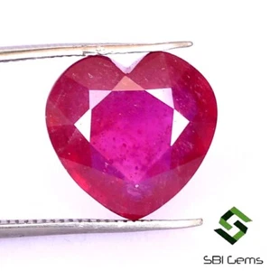 6.62 CTS Natural Ruby Heart Shape Cut 12x12 mm Faceted Deep Red Loose Gemstone - Picture 1 of 5