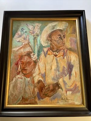 Antigua pintura modernista retrato Annette Nancarrow amiga de Diego Rivera Foto 1 de 4