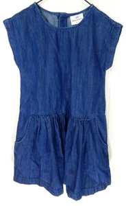 Hanna Andersson Girls 110 5 Dress Denim Button Back Short Sleeve Chambray EUC - Picture 1 of 3