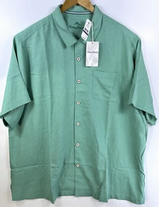 New Tommy Bahama 2XB Big 100% Silk Aqua Aloha Tropic Isles Mens Hawaiian Shirt - Picture 1 of 7