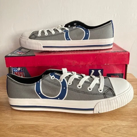 INDIANAPOLIS COLTS Grey/White FOCO NFL "Low Top Sneakers" Shoes (Men's Size 8) Cover