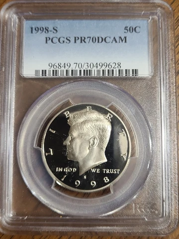 1998-S CLAD proof Kennedy Half Dollar PCGS PR 70 DCAM Free Shipping Cover