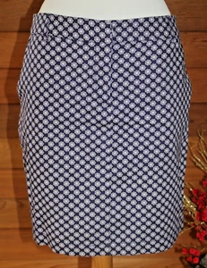 Women's DALIA COLLECTION City Fit Straight Skirt Blue w/White Floral Print Sz 4 - Picture 1 of 4