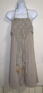 NWT Miss Me Women's Beige Sleeveless Halter Neck Ruched Sheath Dress Size Large - Picture 1 of 9