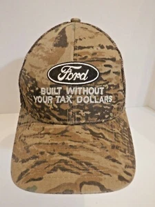 Vintage Rare - Camoflauge Camo Ford Trucker Hat - Built Without Your Tax Dollars - Picture 1 of 11