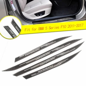 Door Sill Scuff Plate Guard Protector Stickers For BMW F10 11-17 Carbon Fiber - Foto 1 di 1