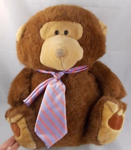 Dakin Brown Bear Plush Tie Sits 15 Inch Korea 1984 Stuffed Animal toy - Picture 1 of 8