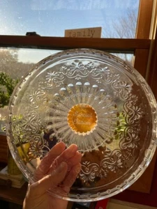 Pioneer Woman Limited Edition Cassie Embossed Clear Glass Cake Stand Plate*New* - Picture 1 of 5