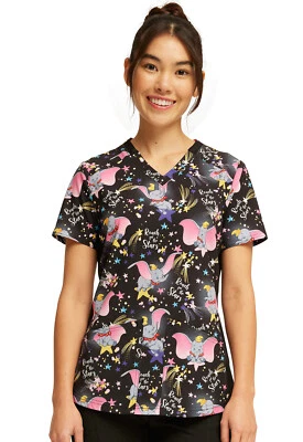 Dumbo Cherokee Scrubs Tooniforms Disney V Neck Top TF780 DUHF - Image 1 of 4