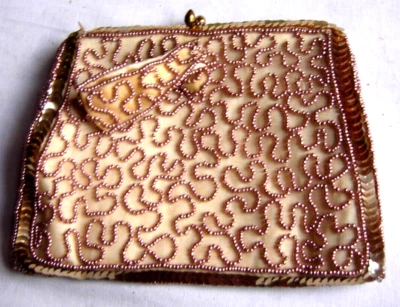 Vintage Gold sequined and beaded purse hand made in Belgium boxed - Image 1 of 4