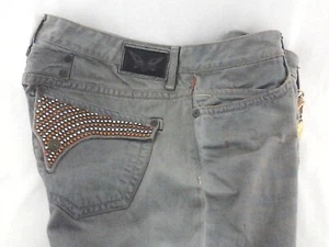 ROBIN'S Jean Jeans Long Flap Swarovski/Studs Gray Blue S USA Men' s 42 $440 New  - Picture 1 of 10