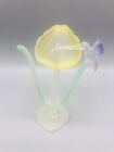 Vintage Avon 2001 Radiant Glass Flower Yellow Callalily Hummingbird Heart Base