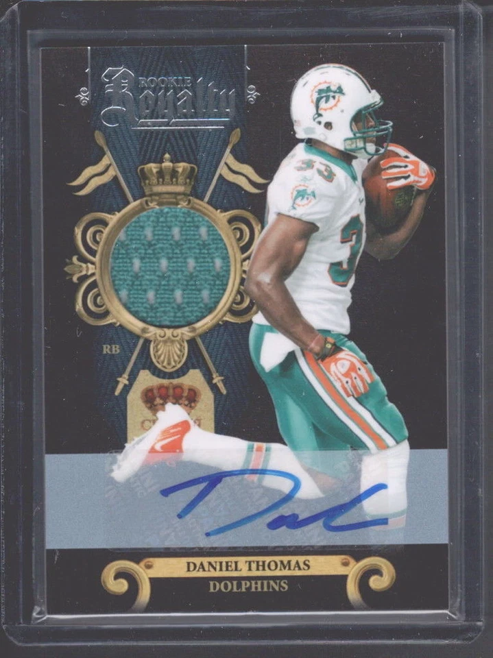 2011 CROWN ROYAL ROOKIE ROYALTY DANIEL THOMAS DOLPHINS AUTO JERSEY #ED 58/100 - Image 1 of 1