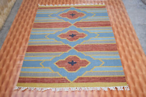 Hand-Woven Rug Afghan kilim Southwestern Wool Kilim 4x6 ft Oriental Area Rug