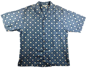 Tommy Bahama Large Silk Button Down Shirt Blue Textured Hawaiian - Bild 1 von 14