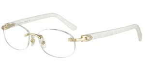 New Cartier Pearl White CT0056O 002 Eyeglasses Rimless Occhiali Gold Frame 52mm - Picture 1 of 11