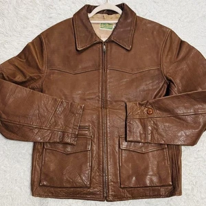 Levis Vintage Clothing 1930s Menlo Biker leather jacket Rare XL Brown COSSACK - Picture 1 of 24