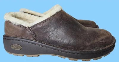 Mocasines Chaco Zaagh Baa Vibram marrón piel de oveja para mujer forrados de lana sin cordones 6,5 Foto 1 de 4