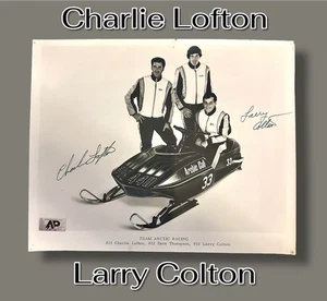 CHARLIE LOFTON & LARRY COLTOM SIGNED TEAM ARCTIC SNOWMOBILE RACING PHOTO wCOA - Picture 1 of 4