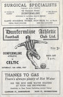 DUNFERMLINE ATHLETIC V CELTIC - SCOTTISH LEAGUE FIXTURE 1957