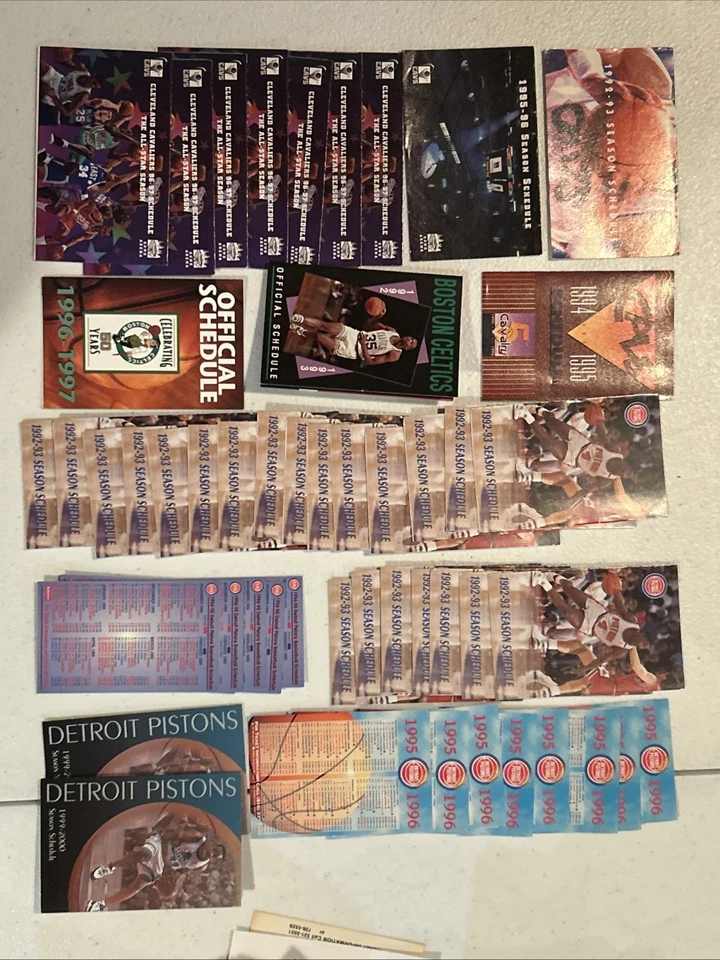 Cavs, Detroit Pistons Boston Celtics NBA Pocket Schedules Misc Lot of 50 - Image 1 of 4