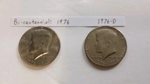 Bi-centennial 1976 & 1976-D Lot of 2 Kennedy Half Dollars, Actual Coins Shown - Picture 1 of 7