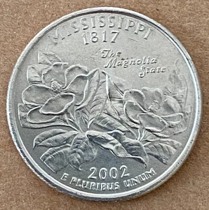 USA  25 Cent 2002 Quarter Dollar  Coin "Mississippi"  "P"  KM#335 - Picture 1 of 2