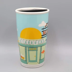 Taza de viaje Starbucks Pike Place Public Market Seattle 2016 vaso de cerámica 12 oz - Imagen 1 de 9