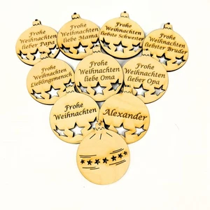 Weihnachtskugel mit Sternen und Namensgravur personalisierte Anhänger Tannenbaum - Bild 1 von 20
