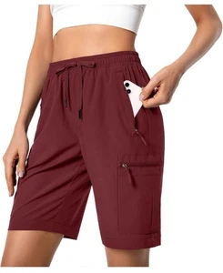 Women's Golf Casual Short Quick Dry Water Resistant Workout Travel Cargo Shorts - Picture 1 of 3