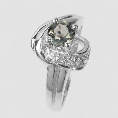 Luminous Green Sapphire 0.43Ct 925 Sterling Silver Handmade Jewelry Rings Size 5 - Image 1 of 4