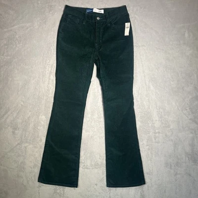 NWT Old Navy High Rise Flare Pants Girls 16 Emerald Green Corduroy Soft Stretch - Image 1 of 4