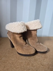 UGG Boots Dandylion Chestnut Brown Suede High Heel Ankle UK 6.5 US 8 - Picture 1 of 22