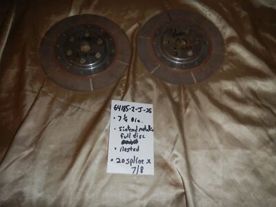 NOS VINTAGE TILTON 7 1/4 dia CLUTCH DISC 64185-2- J-25  20 SPLINE X 7/8  2 DISC - Image 1 of 4