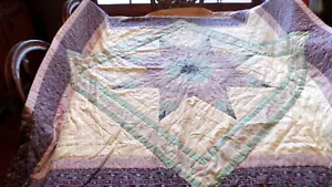 Gorgeous Hand Made Sewn Purple Pink Star Brust Full -Queen Size 82x84" Used - Picture 1 of 19