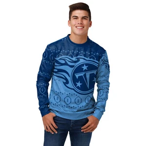 FOCO Men's NFL Tennessee Titans Primary Logo Lightweight Holiday Sweater - Picture 1 of 6