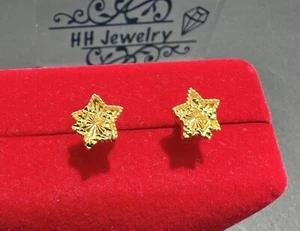 18K Yellow Gold Star Stud Earrings - Picture 1 of 13