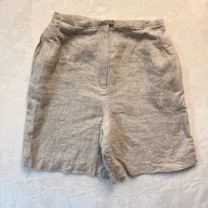 Vintage Harve Benard Shorts Damen Gr. 10 Petite Beige Leinen Hohe Taille Freizeit - Bild 1 von 10