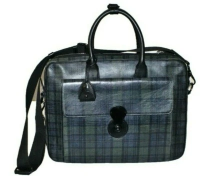 Ralph Lauren Purple Black Label Cooper Ricky Blackwatch Plaid Leather Briefcase  - Image 1 of 4