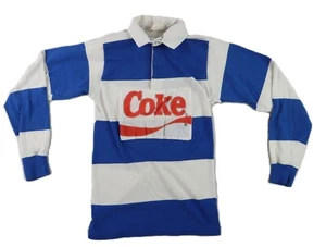 VTG 1987 COCA COLA US Youth L Coke Wearables Long Sleeve Striped Rugby Shirt - Picture 1 of 7