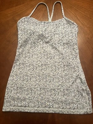 Camiseta sin mangas Lululemon para mujer talla 6 gris espalda deportiva elástica manchada Foto 1 de 4
