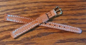 Damen-Uhrenarmband echt Schweinsleder hellbraun 9,5 mm - 3/8 Zoll neu aus altem Lagerbestand - Bild 1 von 5